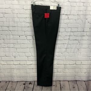 JF J. Ferrar Dress Pant Men's 34 x 32 Black/Gray Pin Stripe Slim Fit Flat Front